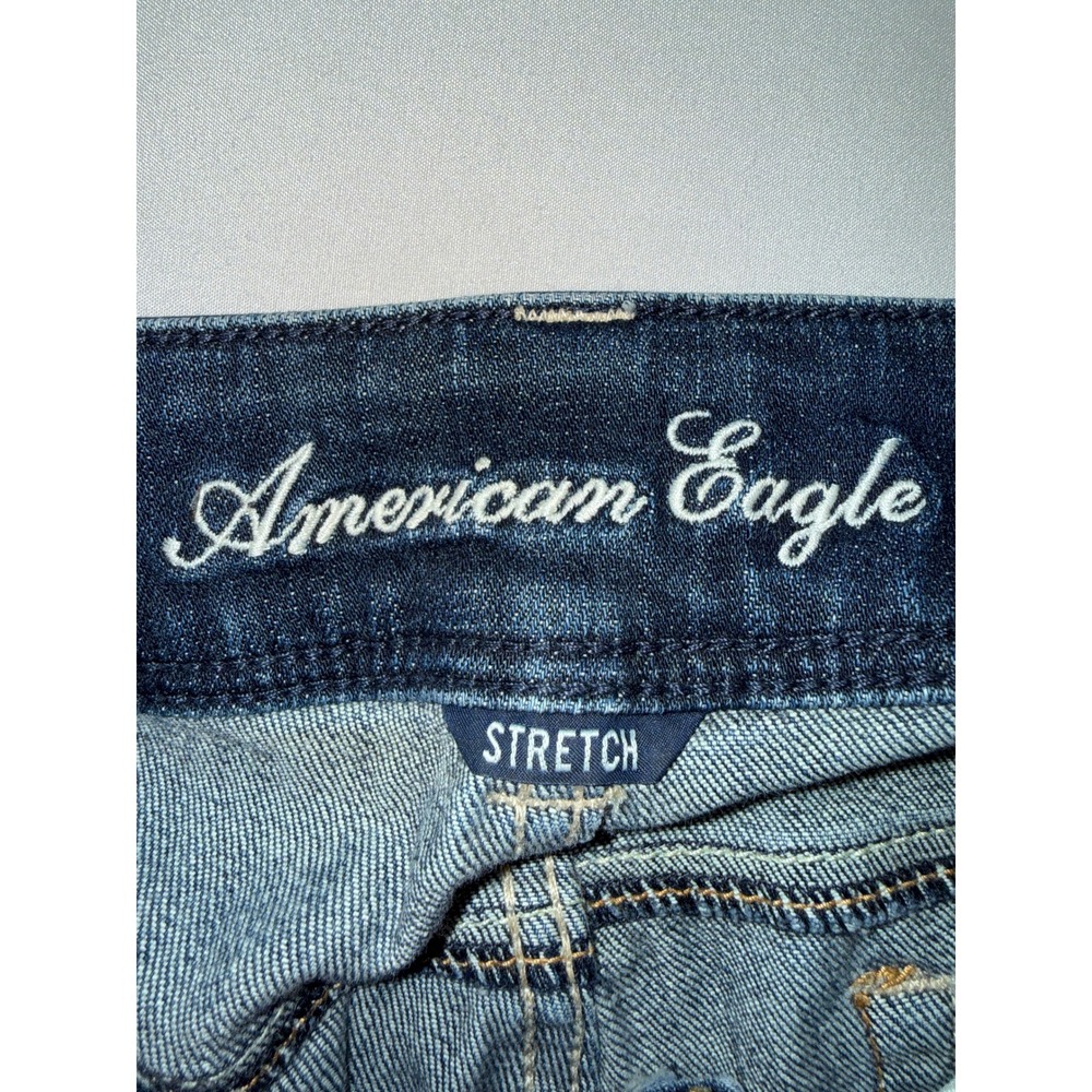 American Eagle Slim Boot Jeans Womens 8 Long Dark Wash Stretch Denim Blue 03873 - Picture 4 of 7